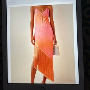 Cult Gaia Tiana Fringed Satin Dress